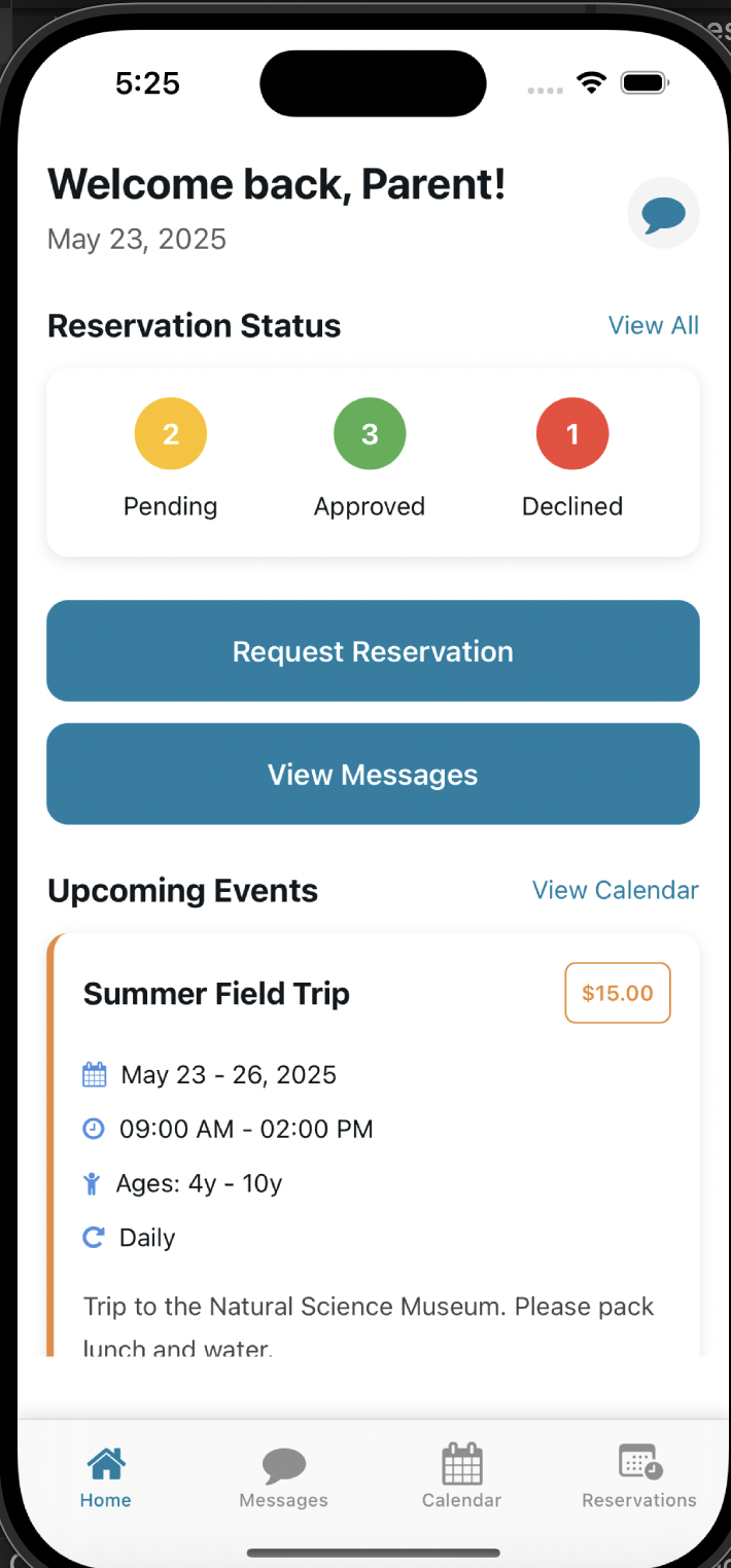 Mobile App Home Screen